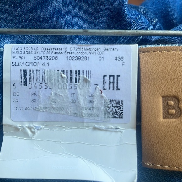 HUGO BOSS Raw Hem Ankle Crop Slim Leg Jeans In Bright Blue Women's size 30 - Picture 7 of 8